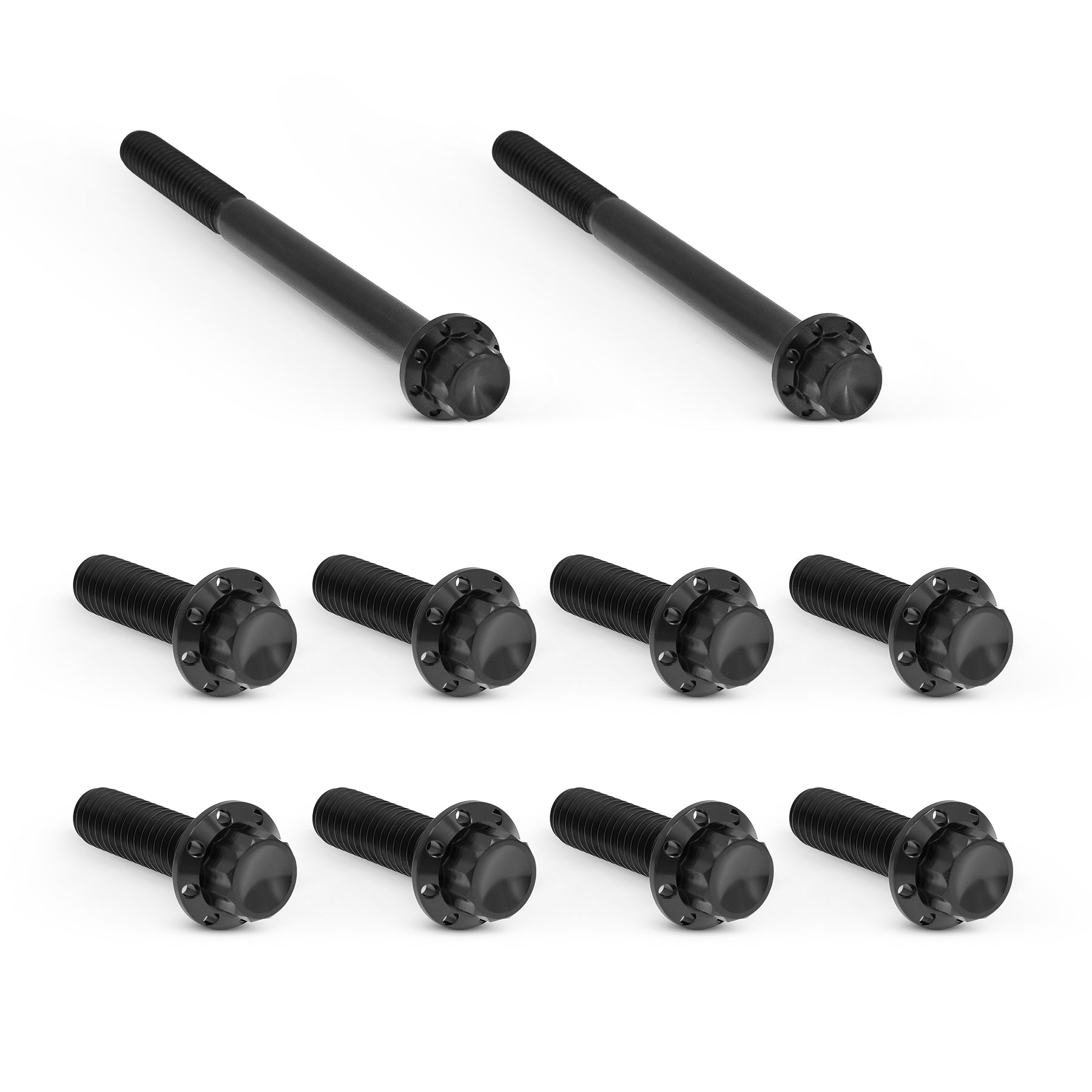 Transmission Side Cover & Trap Door Titanium 12-Point Bolt Kits, Black