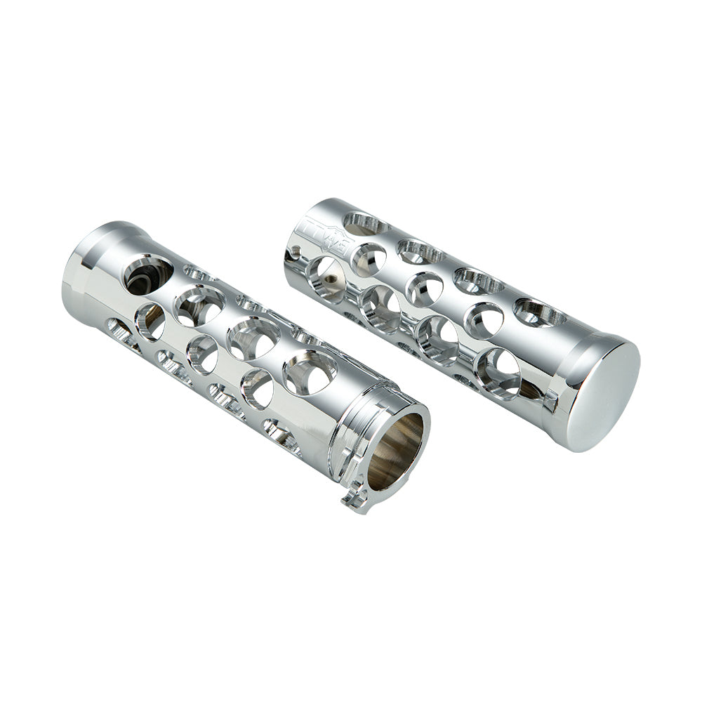 Billet Round Hole Grips, Chrome