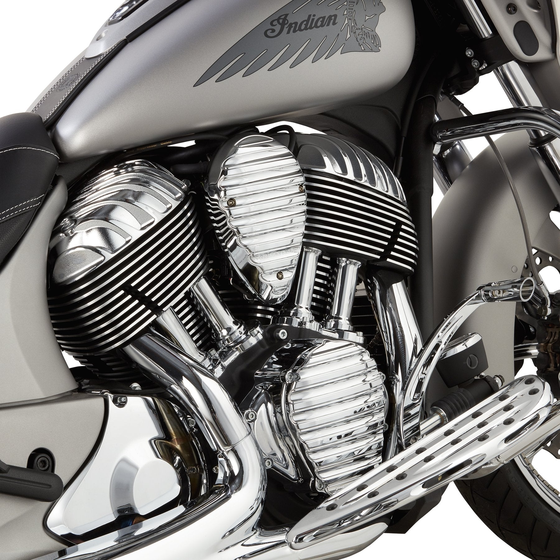 Indian Finned Engine Kit, Chrome