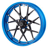 Blue Spoken forged billet wheel, close-up of spokes and rim profile