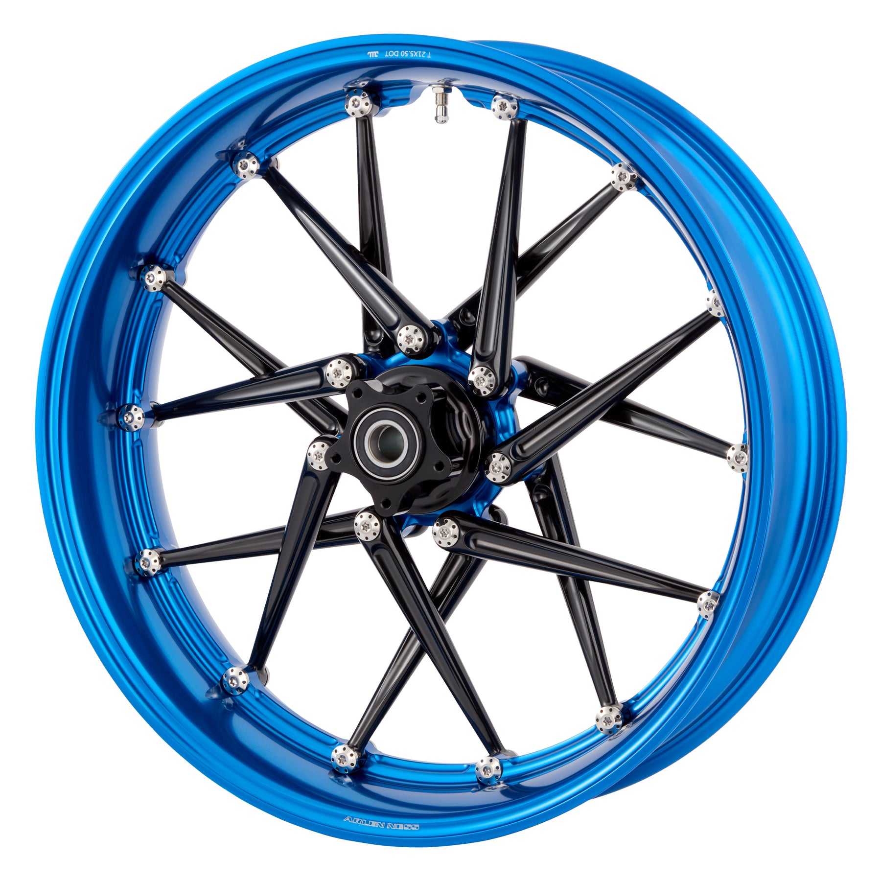 Blue Spoken forged billet wheel, close-up of spokes and rim profile