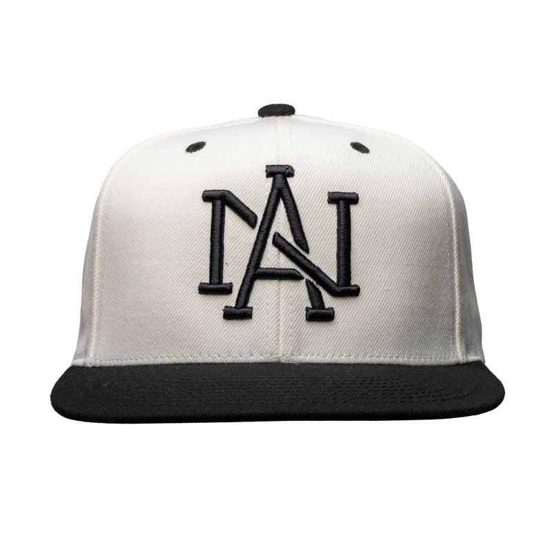 Varsity Snapback Hat, White & Black